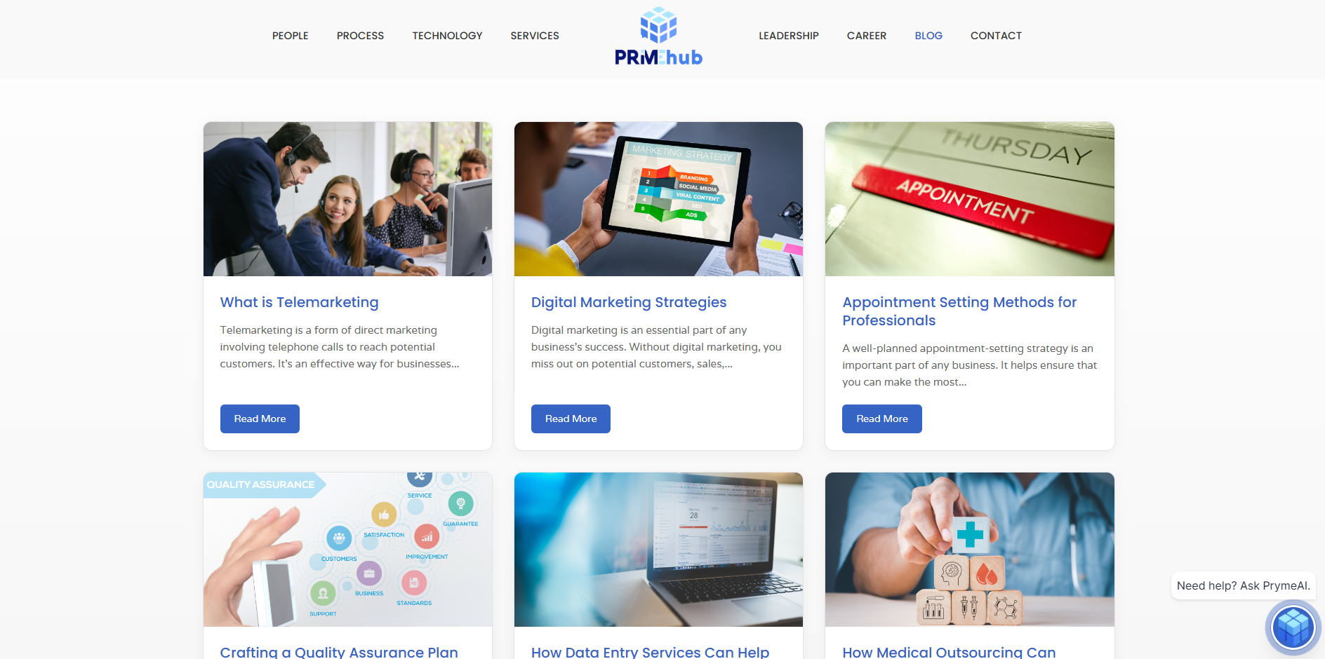 Prime Hub Solutions blog and content page