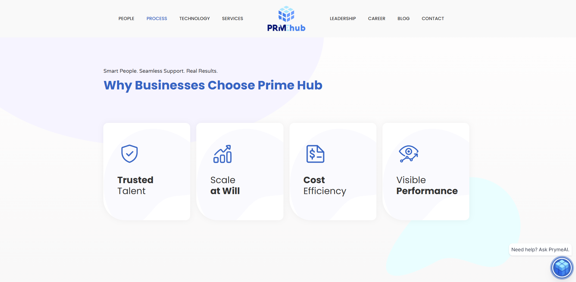 Prime Hub Solutions value proposition webpage