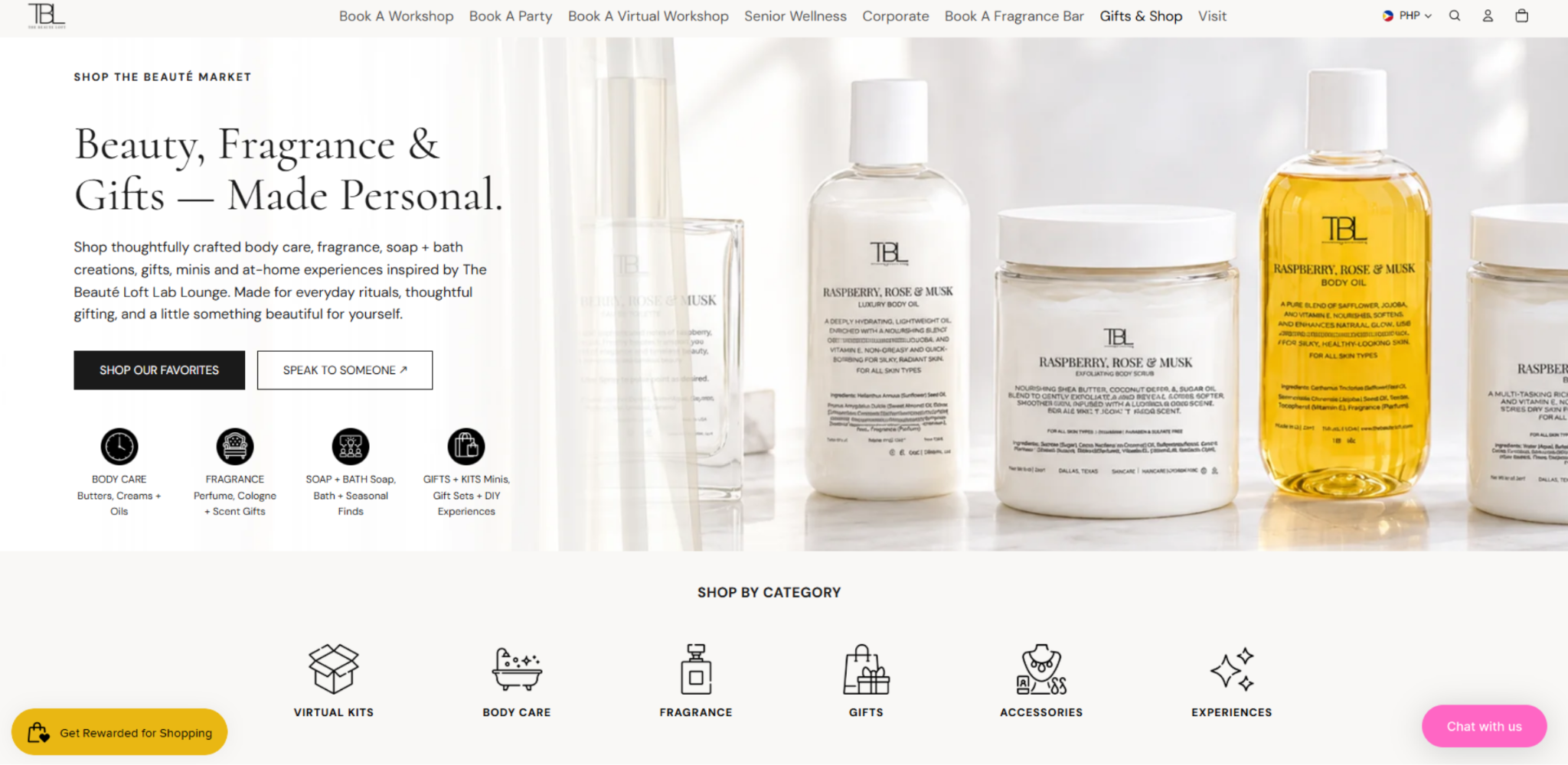 The Beaute Loft Beauty Market e-commerce webpage