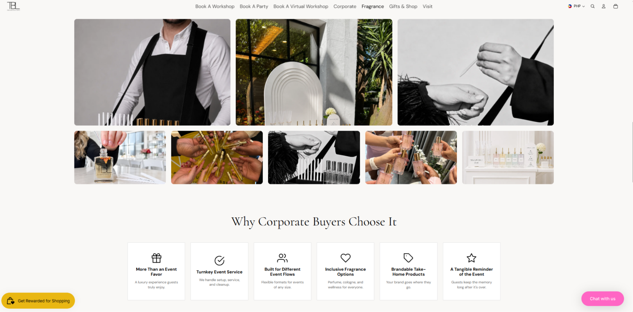 The Beaute Loft corporate fragrance experience webpage